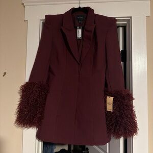Burgundy Faux Fur Cuff Blazer Dress - SOLD NOT FOR SALE!!!